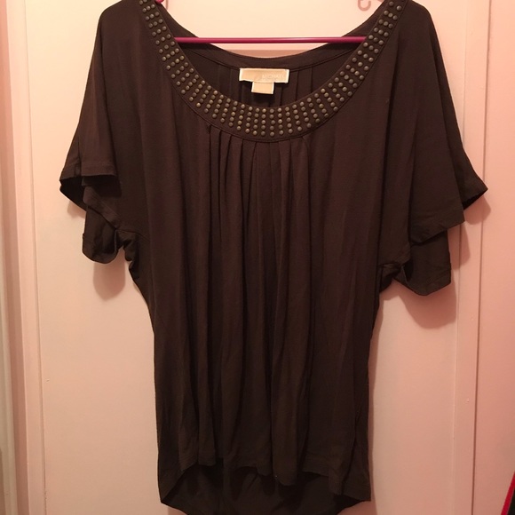 Micheal Kors Brown Flowing Beaded Brown Blouse - Picture 2 of 7